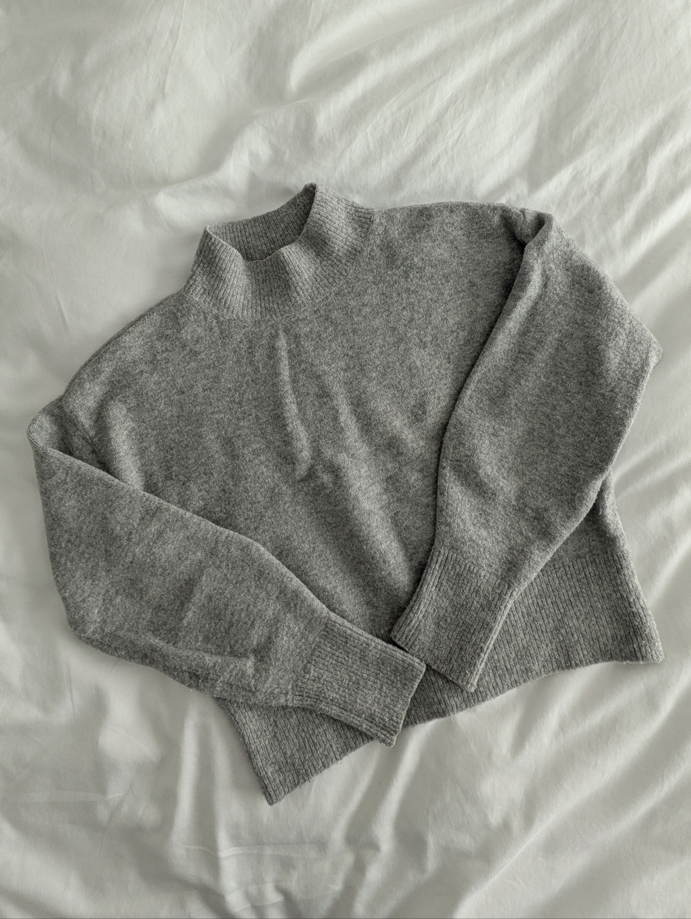 & Other Stories Wool Blend Heather Gray Mock Neck Sweater